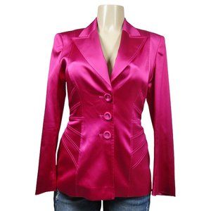 Vintage 80s ESCADA Fuchsia Hot Pink Neon Statement Jacket Blazer Size 38